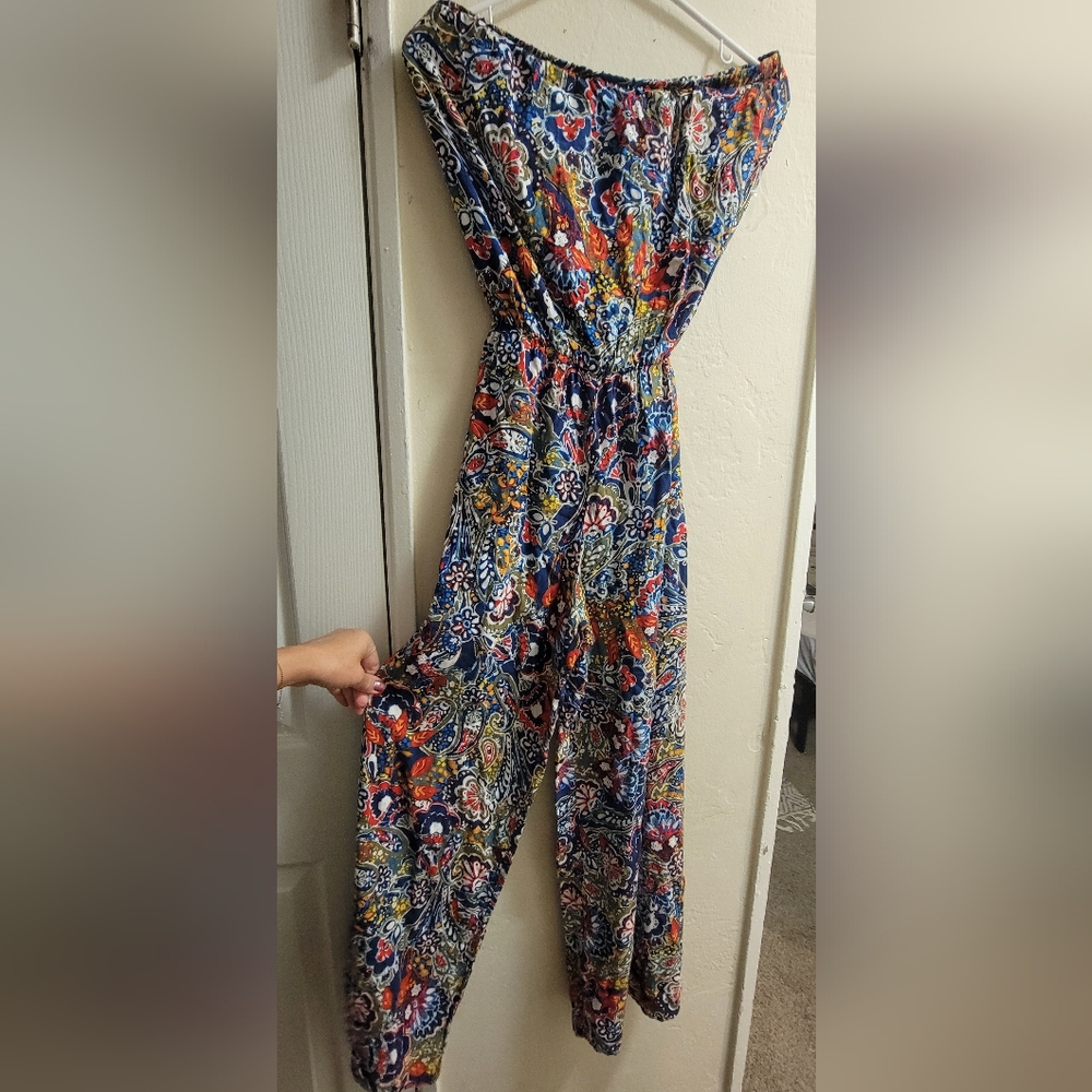 Colorful Strappless Jumpsuit